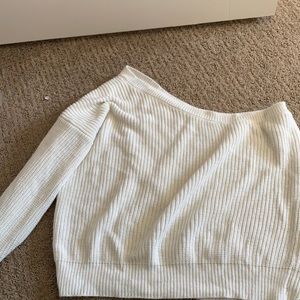 NASTYGAL EXCLUSIVE ONE SHOULDER WHITE KNIT SWEATER